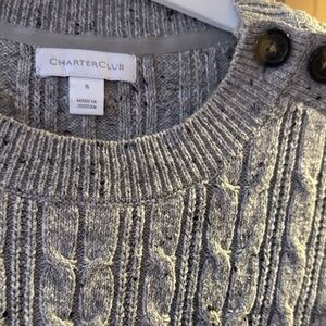 Charter Club Heather Gray Cable Knit Sweater